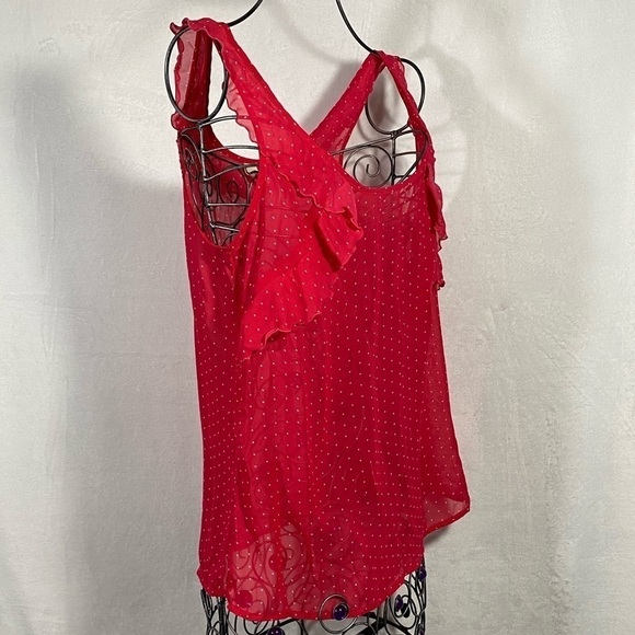 Old Navy pink polka dot chiffon top size M - Picture 8 of 8